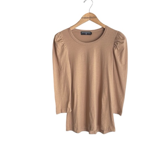 Tuckernuck Pomander Tan Vesty Long Puff Sleeve Crewneck Top - Picture 2 of 16